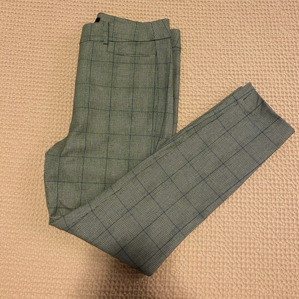 LOFT High Waist Skinny Dress Pants (Plaid)